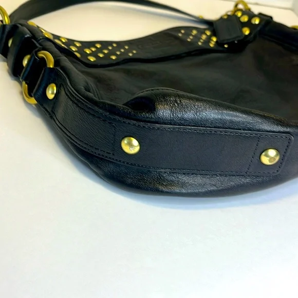 Coach Zoe Leather Gold Studded Shoulder Bag: S-M - Picture 3 of 12
